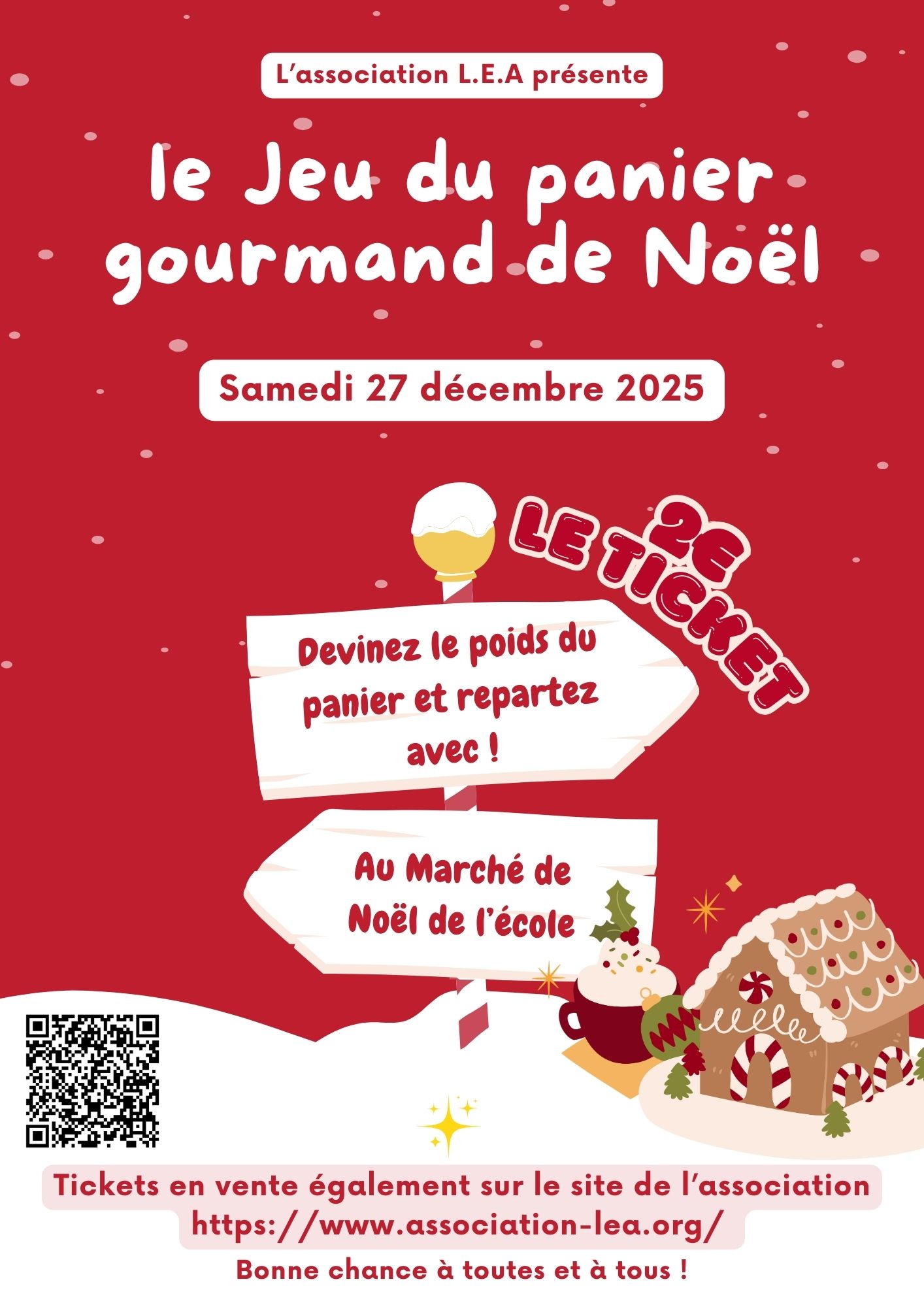 Affiche Noël événement rouge et blanc P1